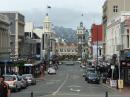Dunedin with railway station at end of street Dec 2015